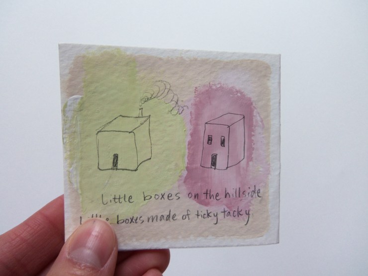 Little Boxes, 2.75"x3", accordian book, acrylic, pencil