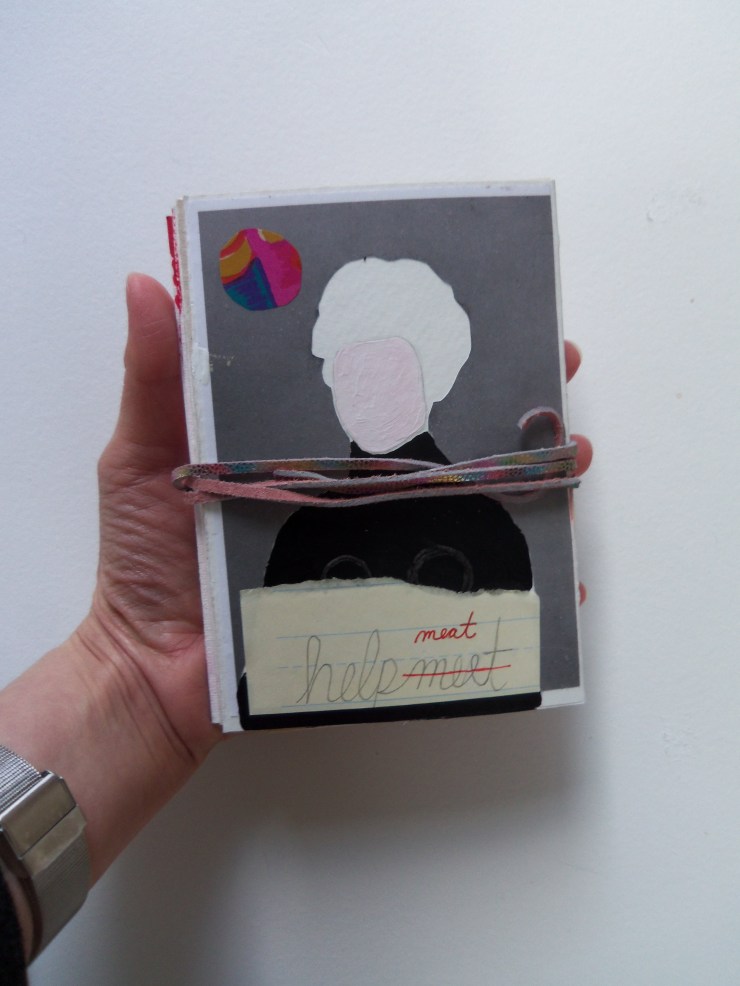 Helpmeat, Accordian book, Acrylic, pen, ink, graphite, collage, 4.25x6x.5", 2013