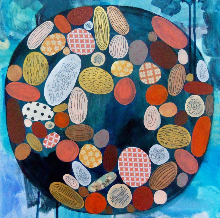 Grow II, 14"x14", Mixed media on birch panel, 2013