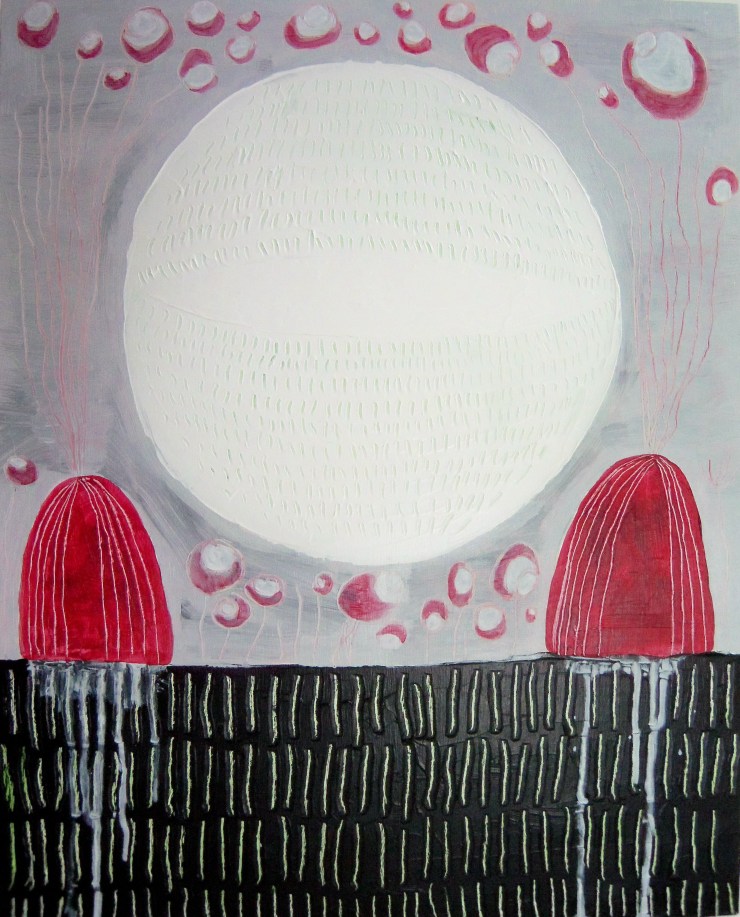 Moon Hole 2, 16"x20", Acrylic on birch panel, 2013