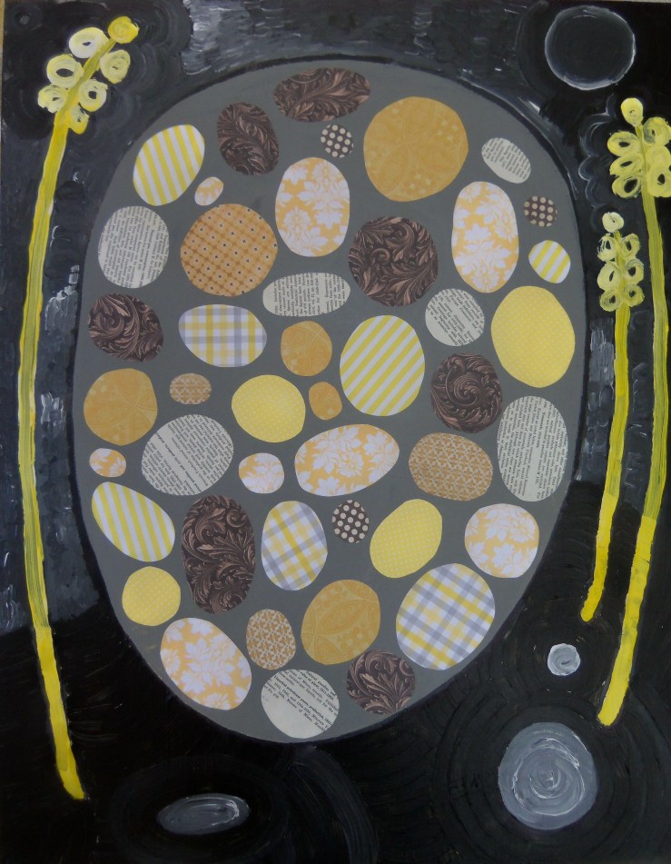 Peep Stone, 24"x30", Mixed Media on Birch Panel, 2013