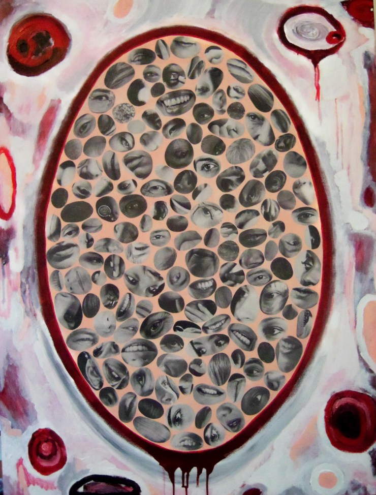 Untitled, 40"x30", Acrylic Paint & Collage on Birch Panel, 2014
