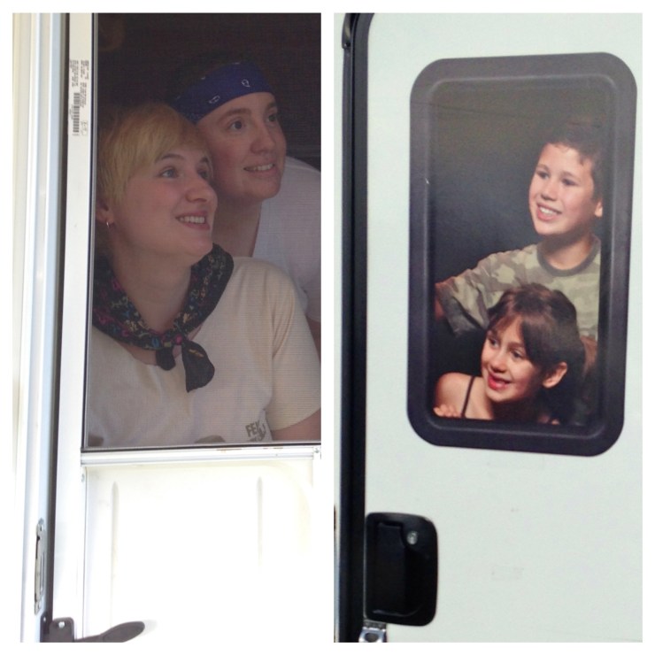 One the neighboring RVs had a creepy decal of (homicidal?) children.  Jaime and I had to make a replica.